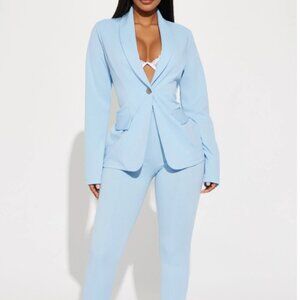 Head Of The Table Pant Suit - Light Blue